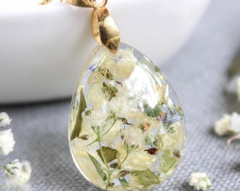 Collar personalizado con flores preservadas para la novia – Joyería personalizada con flores preservadas, regalo para la novia