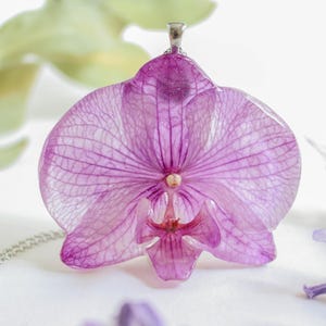 Orchid Necklace, Purple Orchid Necklace, Gift for Girlfriend, Real orchid pendant, Real flower necklace, Orchid Lovers gift, Orchid jewelry