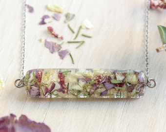 Collar de ramo de novia personalizado, joyería de resina con flores preservadas, regalo de recuerdo