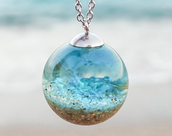 Beach Sand Necklace, Ocean Water Necklace, Beachy Jewelry, Unique