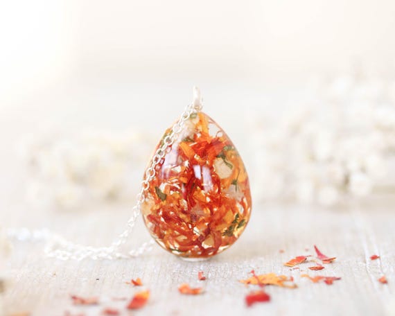 Custom Wedding Bouquet Necklace, Dried Flower Resin Jewelry