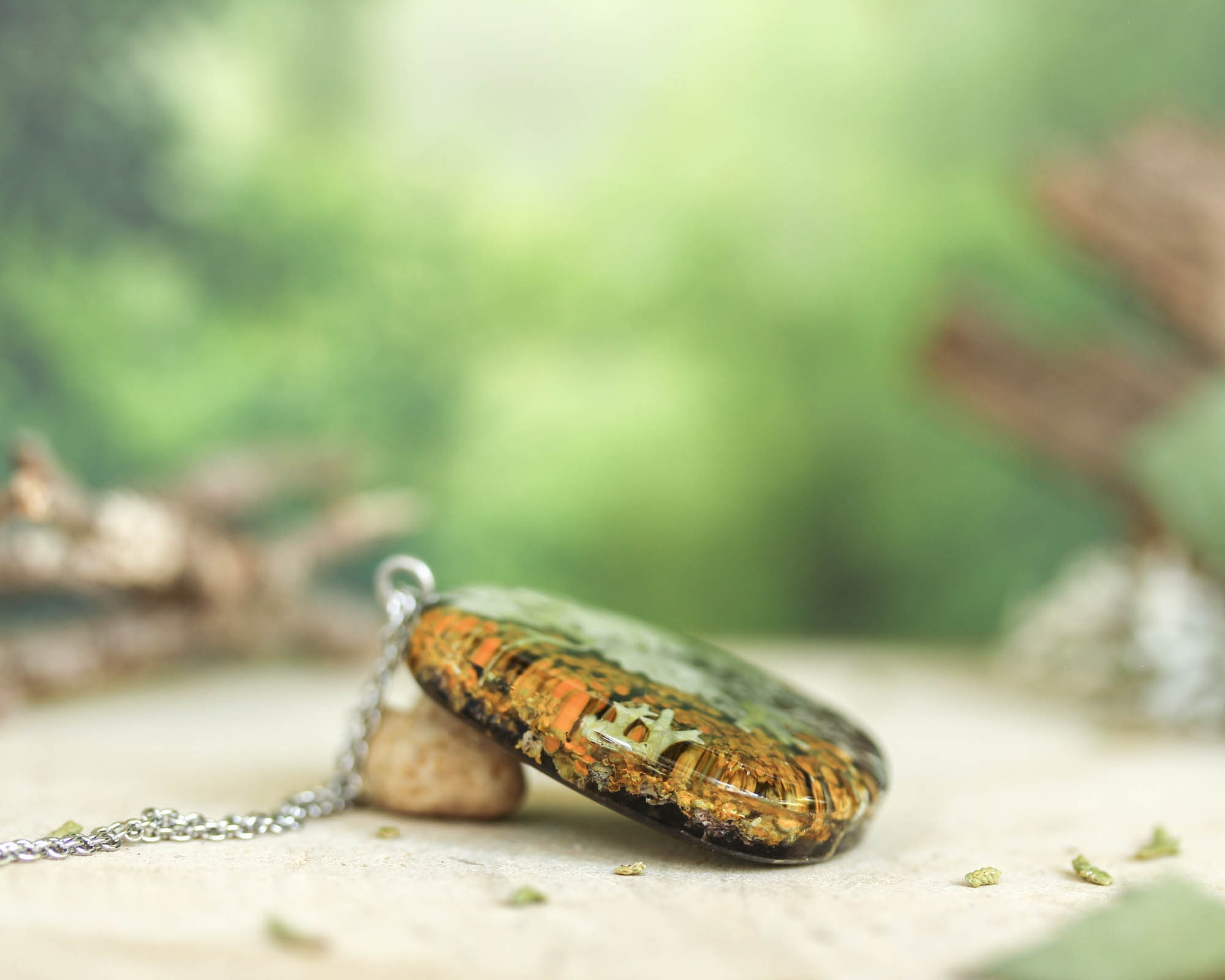 Real Lichen Pendant Necklace, Botanical Terrarium Jewelry - Etsy