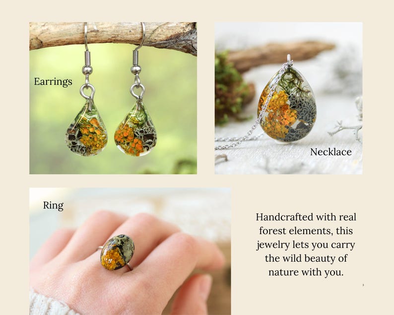 Forest Lichen Earrings: Botanical Moss Jewelry Inspired for Nature Lovers image 9