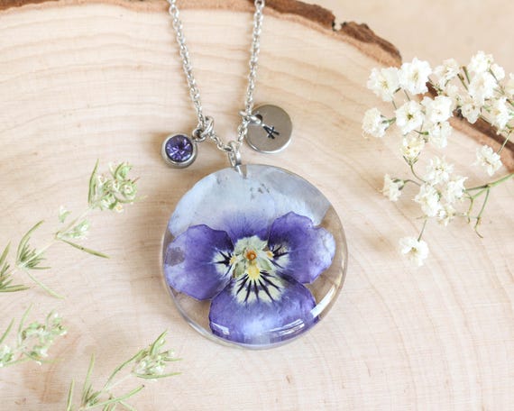 Birth Flower Necklace With Name, Birthstone Necklace, Custom Name