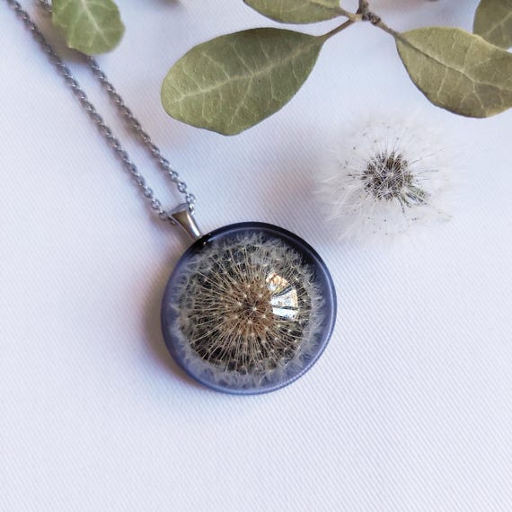 Dandelion wishes necklace, Real dandelion necklace, Make a wish necklace,  Unique gift ideas, Dandelion wish necklace, Dandelion jewelry