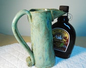 Ceramic Pitcher, Syrup, Milk, Juice, Wine Pitcher, Pottery Pitcher, Country Farm Kitchen Decor, Microwave Safe, 2 Cup Creamer, Lime Green