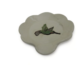 Spoon Rest - Humming Bird Design on Spoon Rest - Ceramic Spoon Rest