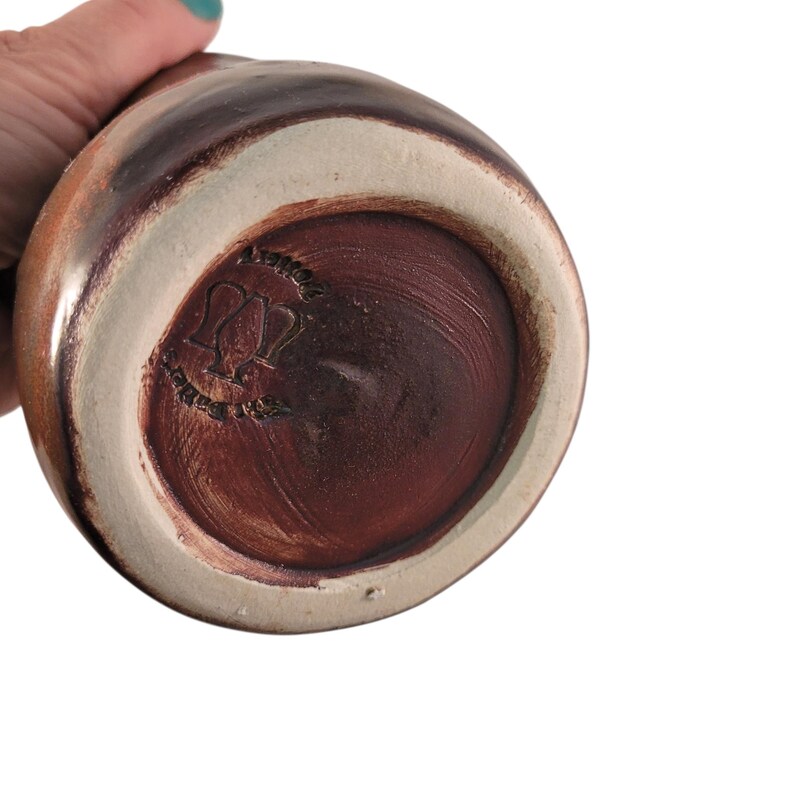 Handgemaakte mok van aardewerk: kastanjebruin rood aardewerk, getextureerde bruine accenten (10 ounce) afbeelding 14