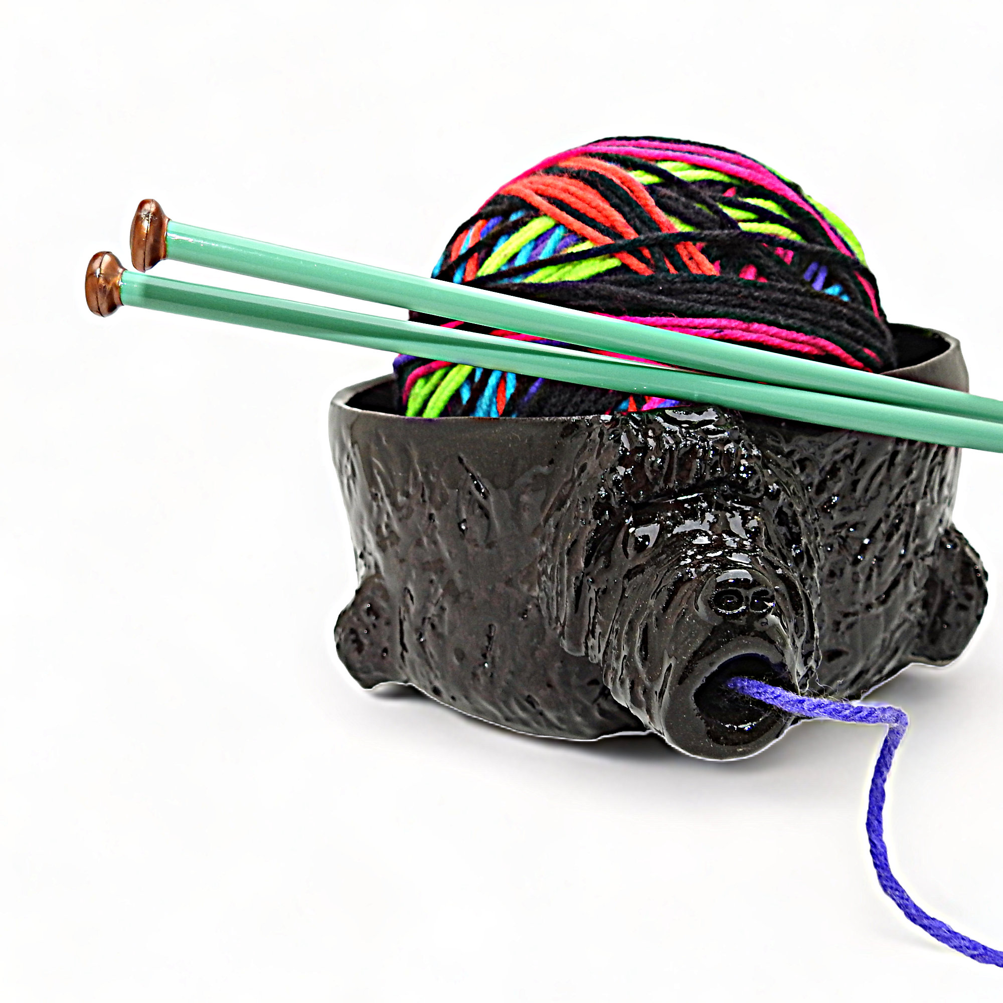 Handmade Yellow Face Yarn Bowl/knitting Bowl/air Dry Clay Bowl/knitting  Supplies/funny Face Ceramic Bowl 