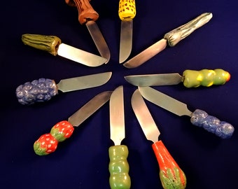 Coltello da burro decorativo: manico in ceramica fatto a mano
