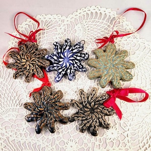 Pinwheel Ornaments - Christmas Ornament - 2.5 Inch Pinwheel Decoration - Ceramic Stoneware