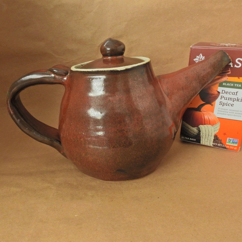 32 Ounce Handmade Stoneware Teapot Rust Red Teapot Tea Pot Etsy