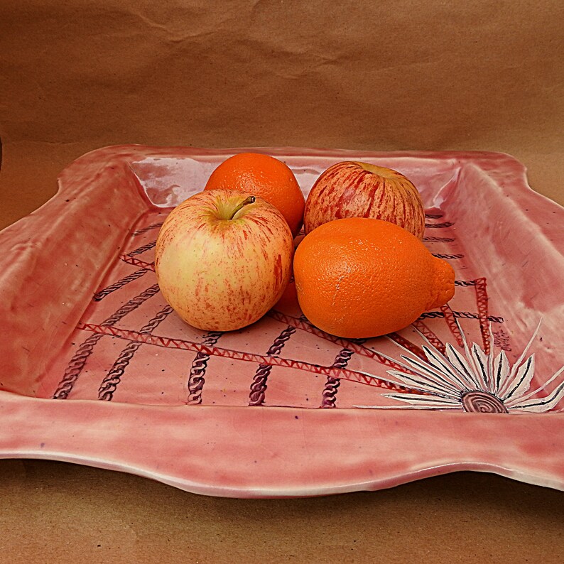 13 Pink Serving Tray Large Square Serving Tray Hand Etsy