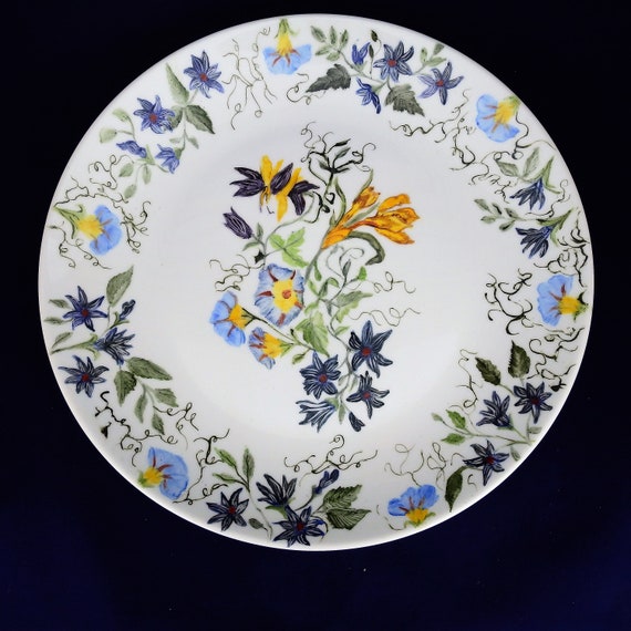 Decorative Dinner Plate Hand Painted Blue Morning Glories & Etsy