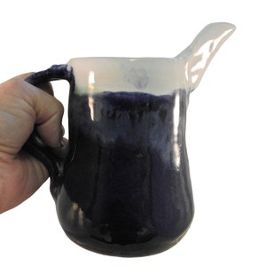 Ceramic Jug - 20 Ounce Pitcher - Wheel Turned Carafe - Blue Jug
