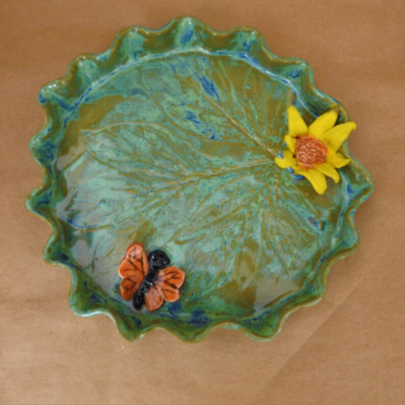 Round Ceramic Serving Tray Handmade Pottery Tray With A Etsy