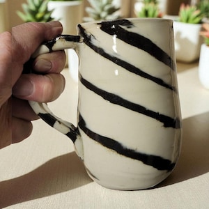 Ceramic Mug: Black Swirl Pottery Cup