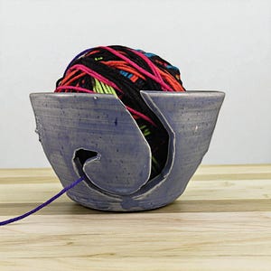 Carved Dog Yarn Bowl: Ceramic Knitting Bowl, Gift for Knitter