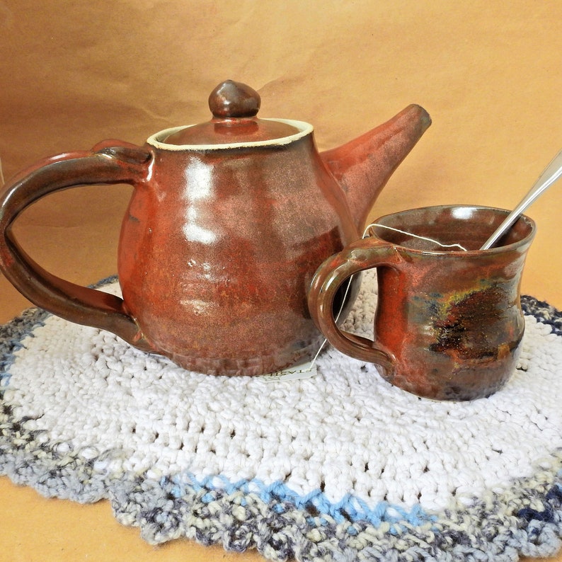 32 Ounce Handmade Stoneware Teapot Rust Red Teapot Tea Pot Etsy