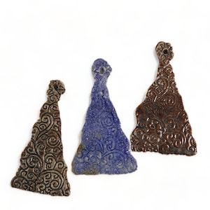 Embossed Ceramic Christmas Tree Ornament - Artistic Triangle Tree
