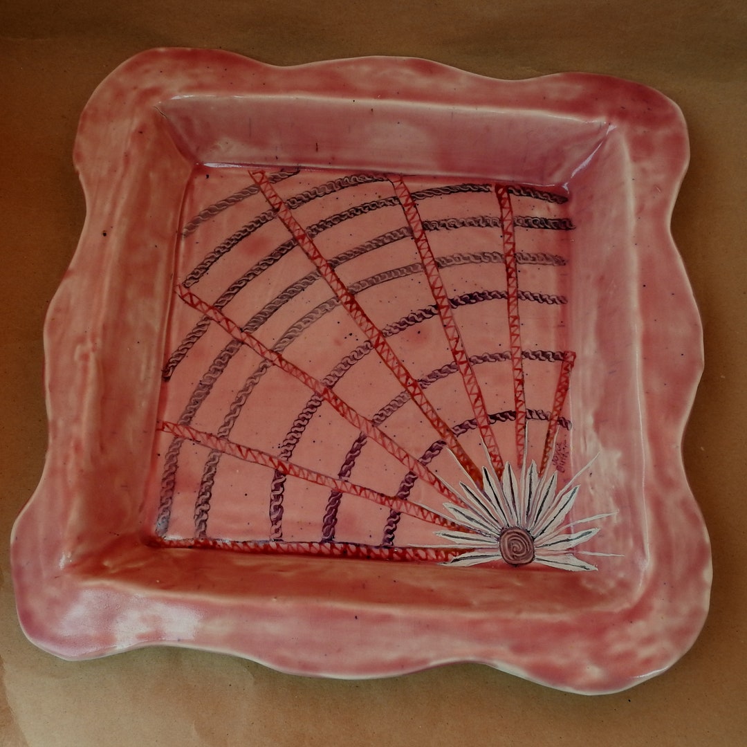 13 Pink Serving Tray Large Square Serving Tray Hand Etsy