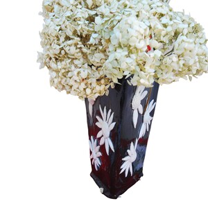 Flower Vase - Triangle Flower Vase - Ceramic Flower Vase - Black Vase with White Flowers Vase