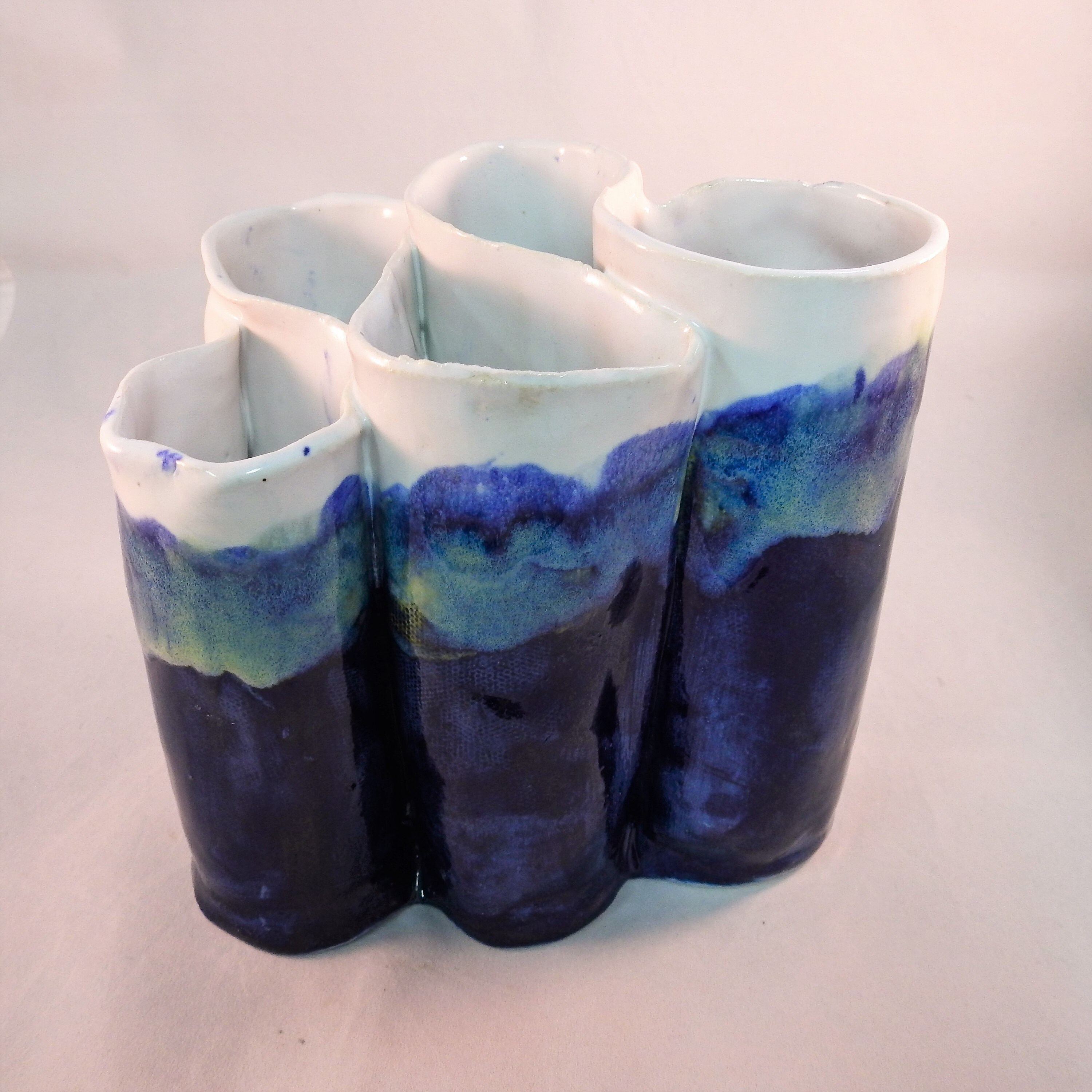 Ceramic Toothbrush Holder Navy Blue and White Color Pottery Etsy