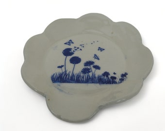 Spoon Rest - Blue Wild Flower Design on Spoon Rest - Ceramic Spoon Rest