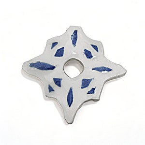 Necklace Pendant - Ceramic Necklace - Hand Painted Pendant - Blue Star Necklace