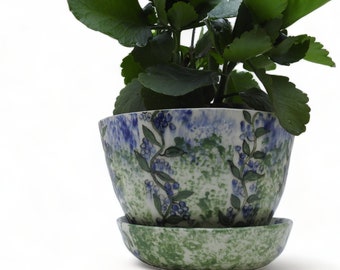 Ceramic Planter - Handpainted Wheel Turned Planter