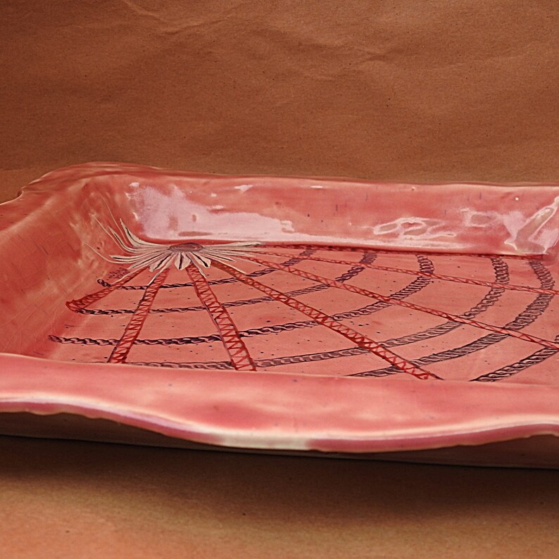 13 Pink Serving Tray Large Square Serving Tray Hand Etsy