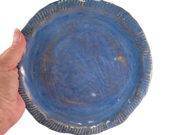 Luncheon Plate - Ceramic Handmade Plate, Dessert Plate - Blue Stoneware Plate