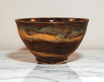 Yellow & Brown Rice Bowl - 1.5 Cup Soup Bowls - Noodle Bowl -  Wheel Thrown Ceramics