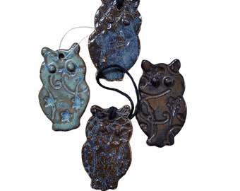 Christmas Ornament - Owl Ornament-  Ceramic Owl Decoration