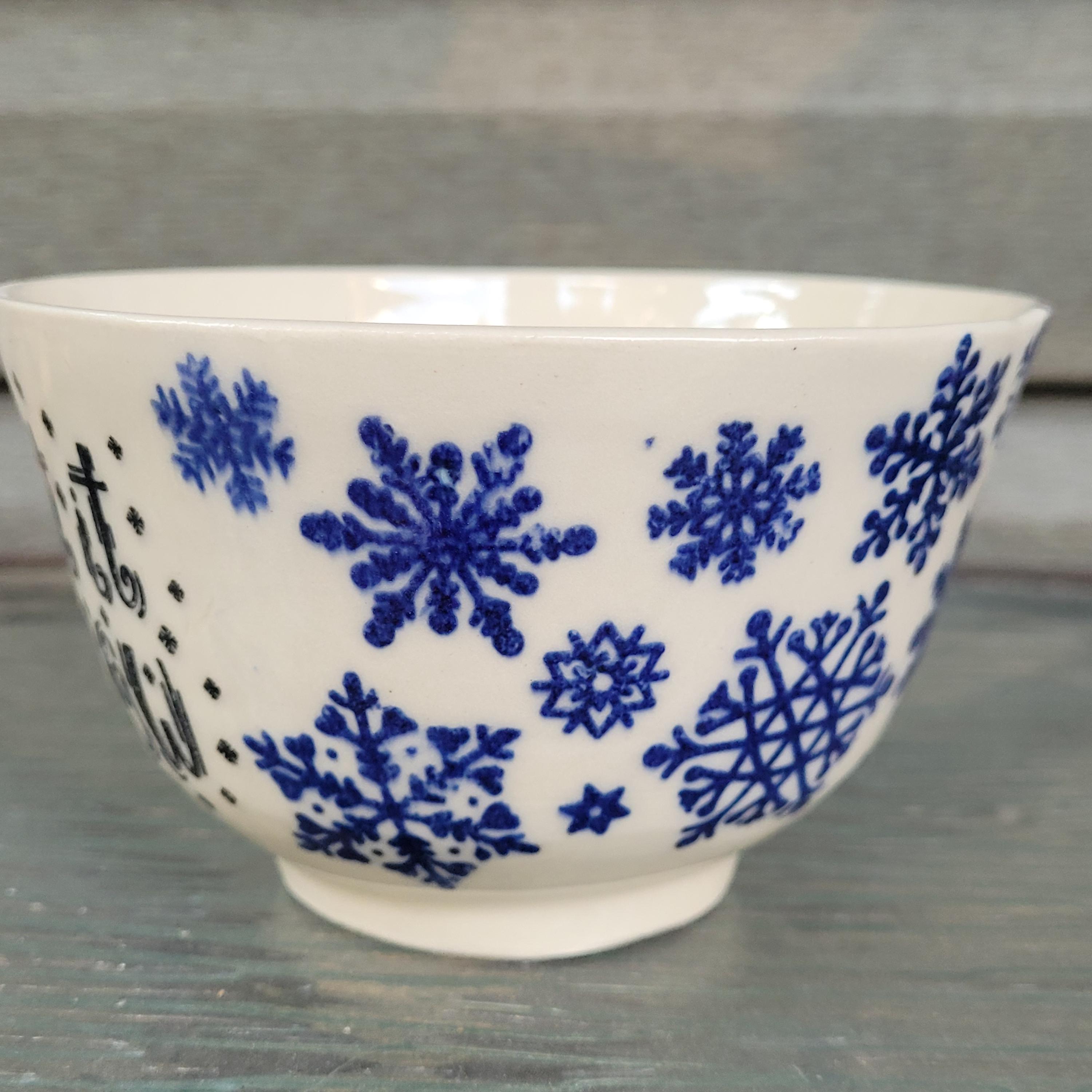 Grand Bol De Service En Terre Cuite - Motif Flocon De Neige - Déco Noël - Threshold