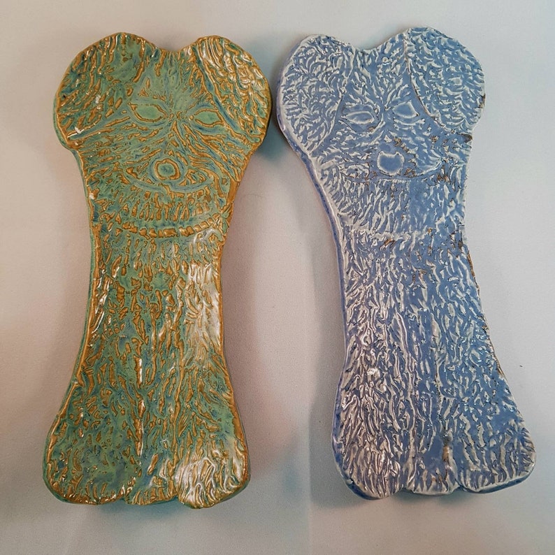 Terrier Or Bichon Style Spoonrest Ceramic Spoon Rest Blue Stoneware Carved Spoon Rest Dog Design Handmade Functional Kitchen Ware