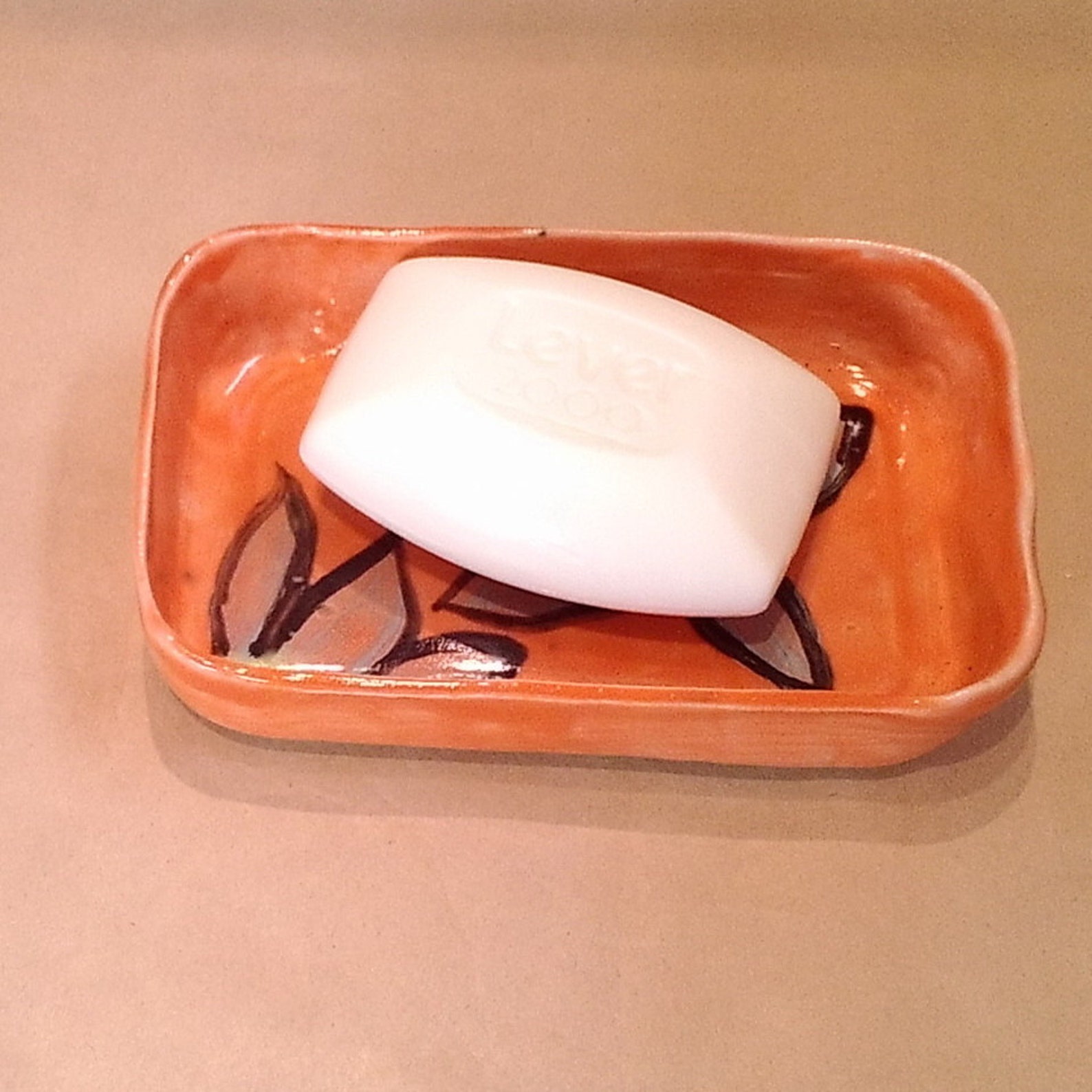Orange Soap Dish Condiment Dish Shallow Bowl Hand Painted Etsy
