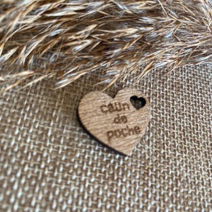 Wooden heart small model wooden pocket hug wooden pocket hug in French mental health gift couple friends or colleague gift