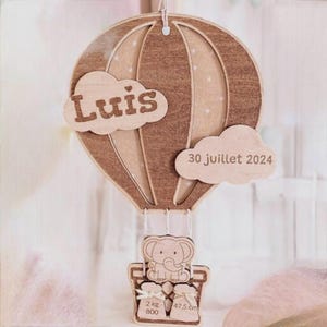Luchtballon om de babykamer te decoreren | heteluchtballon houten kaart | houten ballon | houten babykamer decoratie