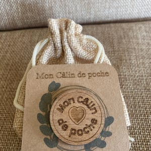 Wooden pocket hug - French pocket hug token - mental health gift - distance gift - comfort gift - couple gift
