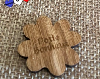 Porte bonheur trèfle en bois chance, amour, argent. petit cadeau, Lucky charm, câlin de poche. Amulette bois, trèfle à 4 feuilles.