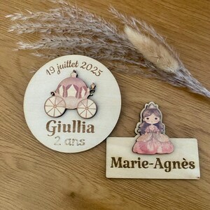 Magnet baby shower, anniversaire, baptême personnalisé, thème princesse, sirène, carrosse pour Cadeau invités.