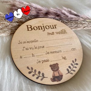 Tarjeta de bienvenida al nacimiento, tarjeta de bienvenida al bebé osito. Nombre, fecha, hora, altura, peso para escribir. Tarjeta de hitos del bebé, tarjeta de hola bebé.