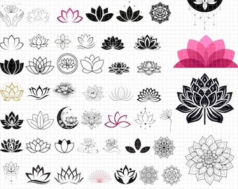 Lotus Flower SVG, Lotus Svg, Lotus Silhouette, Zentangle Lotus Svg, Lotus Clipart, Meditation Clipart, Hinduism Svg, mandala lotus svg png