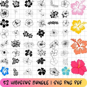 Hibiscus  Bundle svg png pdf - Hibiscus PNG Bundle - Hibiscus Clipart- Hibiscus Silhouette - Hawaii Flower Svg png pdf