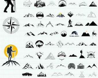 65 Mountains SVG png pdf  Bundle, Mountains SVG PNG, Camping svg, Adventure Svg png, Nature svg, Explore Svg,Travel Svg, mountain silhouette