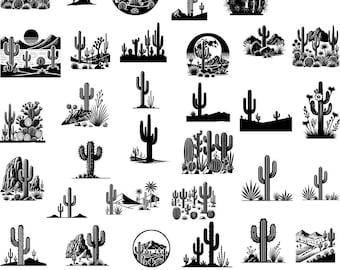 Desert Scene SVG Bundle, Desert Svg, Desert Cactus Svg, Cactus Scene Svg, Desert Landscape svg, Desert Clipart Png, Desert Laser Cut File