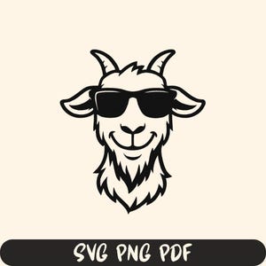 Clipart: Cute Goat in Sunglasses SVG | Funny Goat Clipart & Unique Laser Cut Vector Design for Crafting