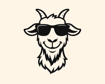 Clipart: Cute Goat in Sunglasses SVG | Funny Goat Clipart & Unique Laser Cut Vector Design for Crafting