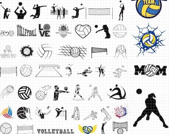 60 Volleyball Svg Bundle, Volleyball Clipart, Volleyball Silhouette, volleyball Player Svg, Volleyball Cricut, Sport Svg,Png, pdf